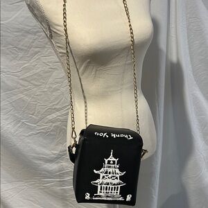 Black Graphic Chinese Takeout crossbody bag